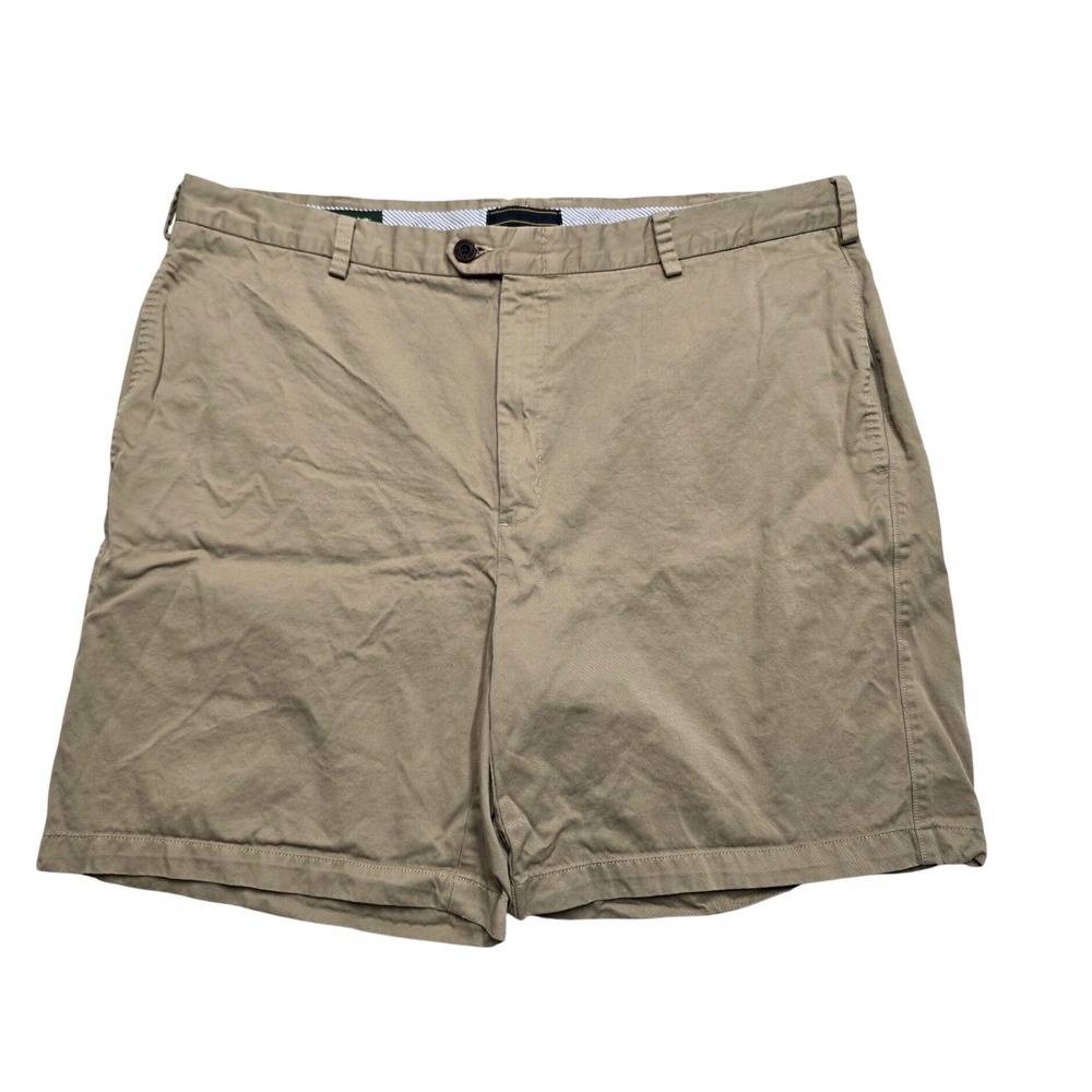 Orvis Mens 42 Khaki Chino Shorts Flat Front Cotton Casual Gorpcore Tan